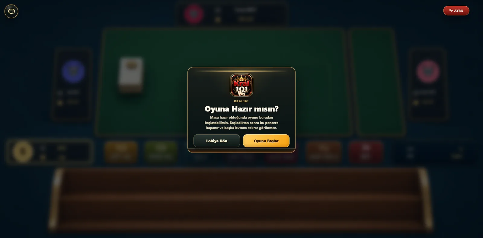 Kral101 oyuna hazir ekrani
